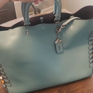 Coach 1941 Blue Open Top Chain Tote Bag